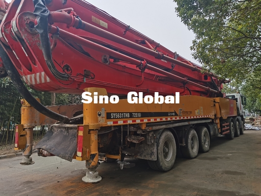 roter benutzter LKW-Euro IV 72m der Betonpumpe-12Mpa 7 Abschnitt-vertikale Reichweite