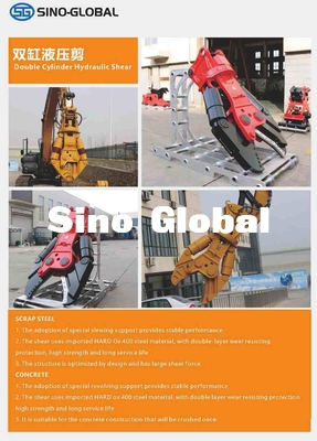 flexibles hydraulisches Scherzubehör für Bagger mit doppeltem Zylinder des Zylinder-einer
